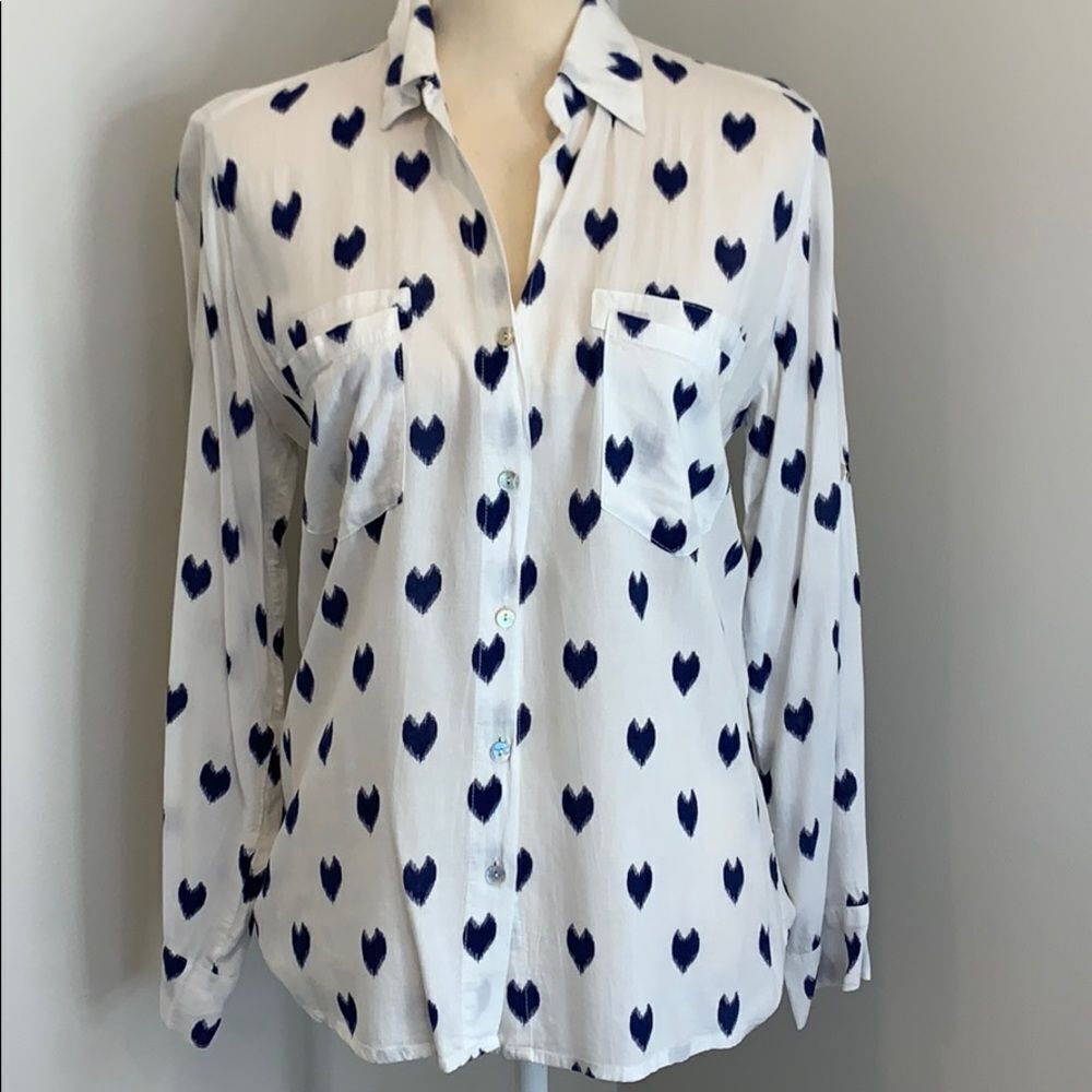 Heart‎ Print Button Down